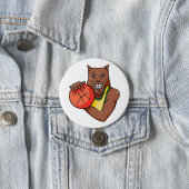 Fierce Wildcat Basketball Mascot Button
