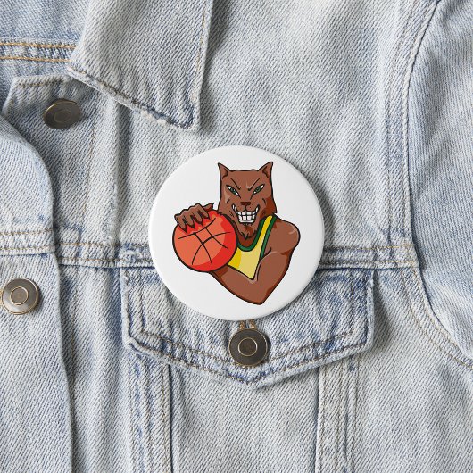 Fierce Wildcat Basketball Mascot Button