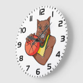 Fierce Wildcat Basketball Mascot Große Wanduhr (Winkel)
