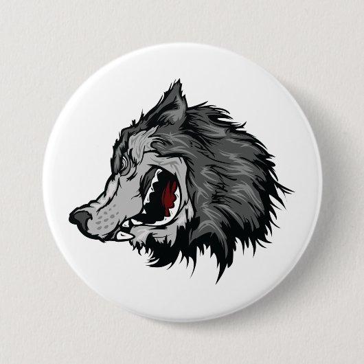 Fierce Wolf Head Bold Wild Animal Button (Vorderseite)
