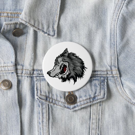 Fierce Wolf Head Bold Wild Animal Button (Beispiel)