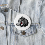 Fierce Wolf Head Bold Wild Animal Button