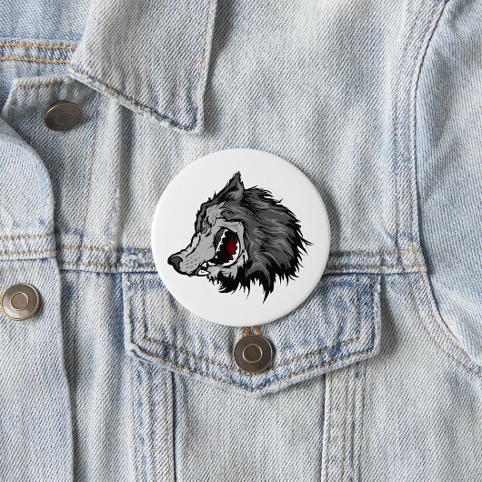 Fierce Wolf Head Bold Wild Animal Button