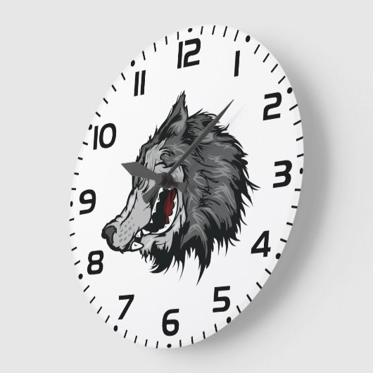 Fierce Wolf Head Bold Wild Animal Große Wanduhr (Winkel)