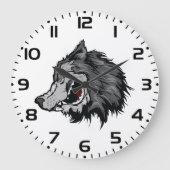 Fierce Wolf Head Bold Wild Animal Große Wanduhr (Vorderseite)