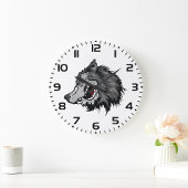 Fierce Wolf Head Bold Wild Animal Große Wanduhr