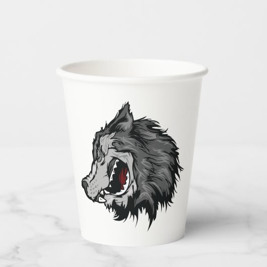 Fierce Wolf Head Bold Wild Animal Pappbecher (Vorderseite)