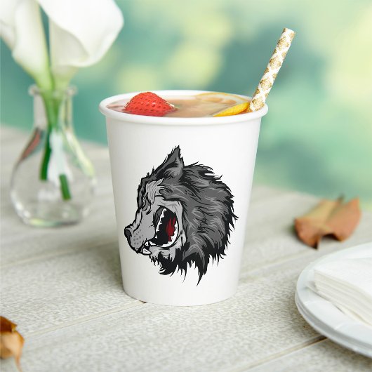 Fierce Wolf Head Bold Wild Animal Pappbecher