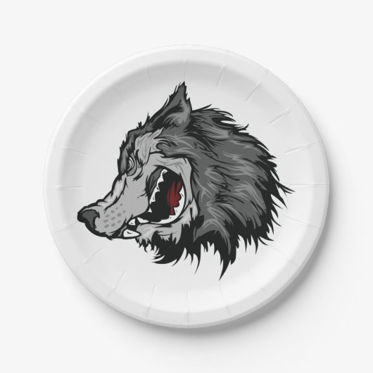 Fierce Wolf Head Bold Wild Animal Pappteller (Vorderseite)