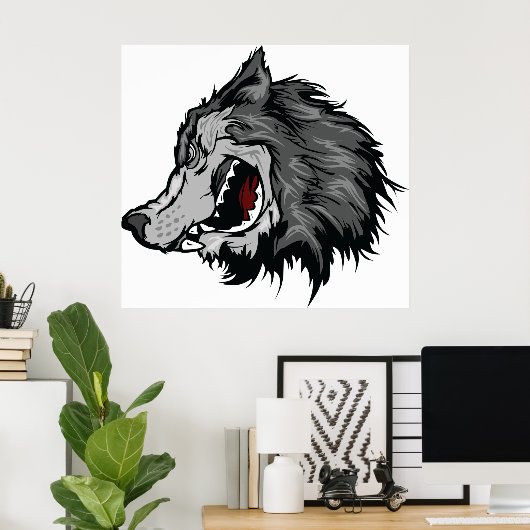 Fierce Wolf Head Bold Wild Animal Poster (Heimbüro)
