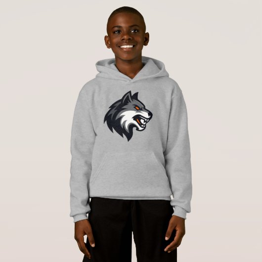 Fierce Wolf Head Mascot Logo – Bold Animal Graphic Hoodie (Vorne ganz)
