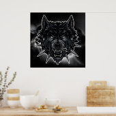Fierce Wolf Illustration mit Spiked Collar Poster (Küche)