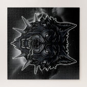 Fierce Wolf Illustration mit Spiked Collar Puzzle (Horizontal)