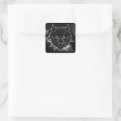 Fierce Wolf Illustration mit Spiked Collar Quadratischer Aufkleber (Tasche)