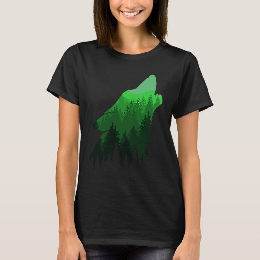Fierce Wolf in the Forest Wilderness Style for Nat T-Shirt (Vorderseite)