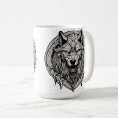 Fierce Wolf Mandala: Symbol der Stärke Kaffeetasse (VorderseiteRechts)