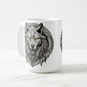 Fierce Wolf Mandala: Symbol der Stärke Kaffeetasse (Vorderseite Links)