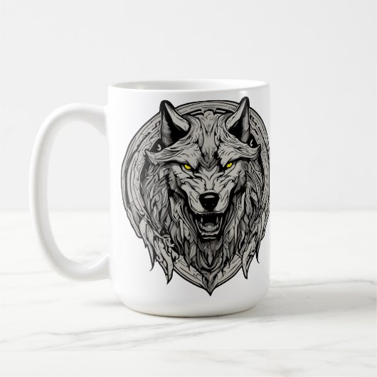 Fierce Wolf Mandala: Symbol der Stärke Kaffeetasse (Links)
