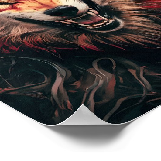 Fierce Wolf Portrait Poster (Ecke)