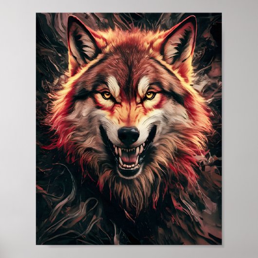 Fierce Wolf Portrait Poster (Vorne)