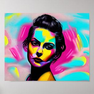 Fierce Woman Graffiti Art Colorful AI Generiert Poster