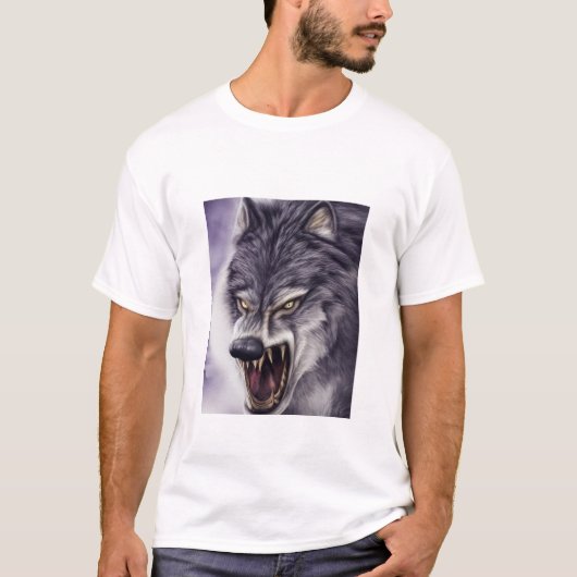 Fierce-wütender Wolf mit Fangs, Attacken-Mode-Graf T-Shirt (Vorderseite)
