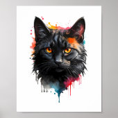 Fierge Blick Schwarze Katze Poster (Vorne)