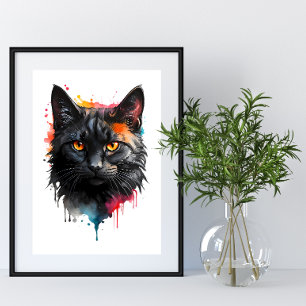 Fierge Blick Schwarze Katze Poster