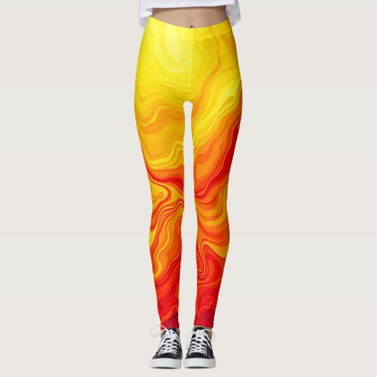 Fiery Abstrakt Flow Art Leggings (Vorderseite)