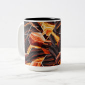 Fiery Abstrakt Hexagon Muster Zwei-Tone-Tasse (15  Zweifarbige Tasse (Vorderseite Links)