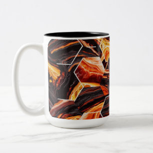 Fiery Abstrakt Hexagon Muster Zwei-Tone-Tasse (15 Zweifarbige Tasse