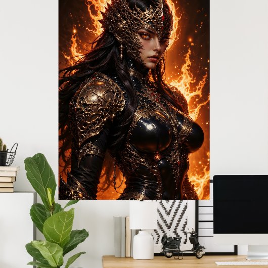 Fiery Amazon Warrior Poster (Heimbüro)