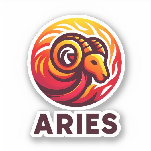 Fiery Aries Astrologie-Zeichen Aufkleber (Vorderseite)