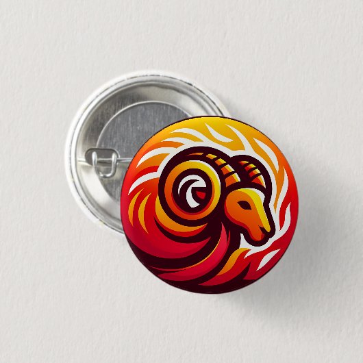 Fiery Aries Astrologie-Zeichen Button (Vorne & Hinten)