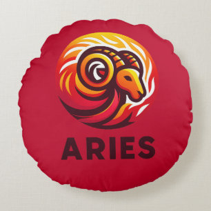 Fiery Aries Astrologie-Zeichen Rundes Kissen