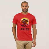 Fiery Aries Astrologie-Zeichen T-Shirt (Vorne ganz)