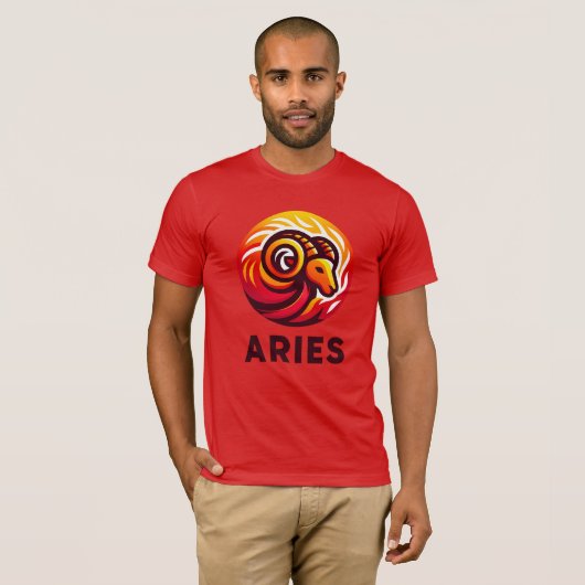 Fiery Aries Astrologie-Zeichen T-Shirt (Vorne ganz)
