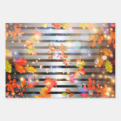 Fiery Autumn Foliage Silver Black Strip Glamour Geschenkpapier Set (Vorderseite 3)