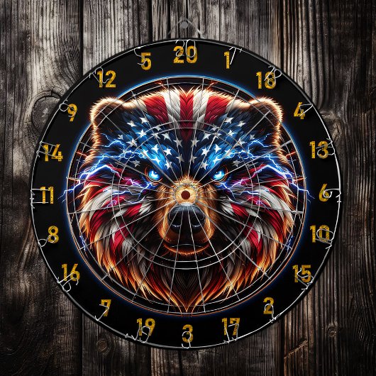 Fiery Bär mit leuchtenden Augen Dartscheibe