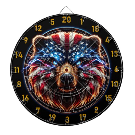 Fiery Bär mit leuchtenden Augen Dartscheibe (vorne)