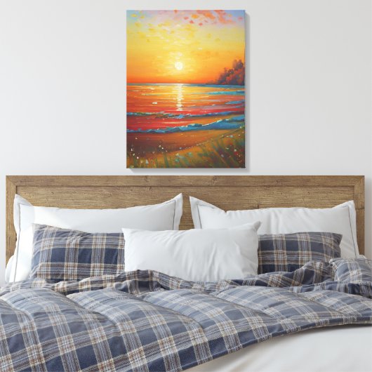 Fiery Beach Sunset Leinwanddruck (Insitu (Schlafzimmer))