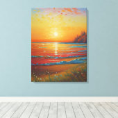 Fiery Beach Sunset Leinwanddruck (Insitu (Holzboden))