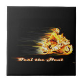 Fiery Biker Motorrad Fantasy Art Fliese (Vorderseite)