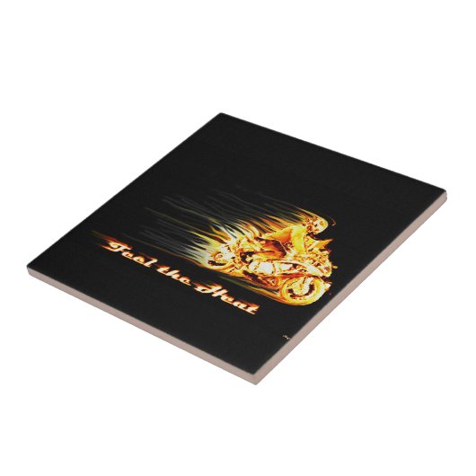 Fiery Biker Motorrad Fantasy Art Fliese (Seite)