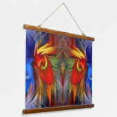 Fiery Birds Abstrakt Art Wandteppich Mit Holzrahmen (Gewinkelt)