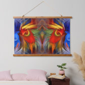 Fiery Birds Abstrakt Art Wandteppich Mit Holzrahmen (Schlafzimmer)