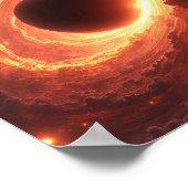 Fiery Black Hole Space Vortex Cosmic Event Art Poster (Ecke)