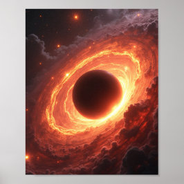 Fiery Black Hole Space Vortex Cosmic Event Art Poster