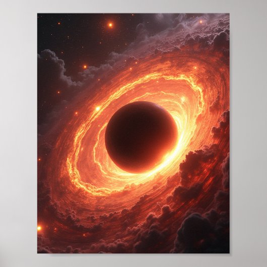 Fiery Black Hole Space Vortex Cosmic Event Art Poster (Vorne)