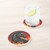 Fiery Black Horse Illustration mit leuchtenden Aug Getränkeuntersetzer (Seite)